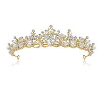 LVUNZJCA Corona de Tiara Crystal Crowns Tiaras Boda de Boda Cumpleaños Tiaras para Fiesta de Cumpleaños(Gold_Free Size)