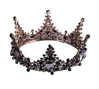 LVUNZJCA Corona de Tiara Diadema Crown Baroque Reina Rhinestone Boda Pagoant para Fiesta de Cumpleaños(Schwarz)
