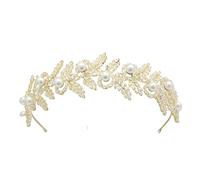 LVUNZJCA Corona de Tiara Diadema Elegante con Temperamento, Diadema Nupcial, Boda de Princesa para Fiesta de Cumpleaños(Gold_Free)