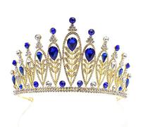 LVUNZJCA Corona de Tiara Reina Tiara Crown Rhinestone Nupcial Tiara Princess Tiara Crown Cumpleaños Corona para Fiesta de Cumpleaños(Azul)