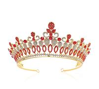 LVUNZJCA Corona de Tiara Retro Diadema Crown Concurso de Belleza Cumpleaños Novia Princesa Cumpleaños para Fiesta de Cumpleaños(Rouge)