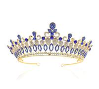 LVUNZJCA Corona de Tiara Retro Diadema Crown Concurso de Belleza Cumpleaños Novia Princesa Cumpleaños para Fiesta de Cumpleaños(Azul)