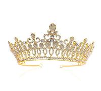 LVUNZJCA Corona de Tiara Retro Diadema Crown Concurso de Belleza Cumpleaños Novia Princesa Cumpleaños para Fiesta de Cumpleaños(Gold_14.5x7.5cm)