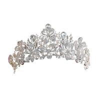 LVUNZJCA Corona de Tiara Rhinestone Perla Corona Tiara Nupcial Vestido de Novia Accesorios para Fiesta de Cumpleaños