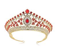 LVUNZJCA Corona de Tiara Tiara Concurso de Belleza Cumpleaños Bridal Prom Pageants Accesorios for el Cabello para Fiesta de Cumpleaños(Rouge)