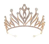 LVUNZJCA Corona de Tiara Tiara Vintage Barroco Banda for el Cabello Corona Cumpleaños Prom Corona para Fiesta de Cumpleaños