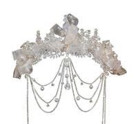 LVUNZJCA Corona de Tiara Tocado de Boda Nupcial, Cadena for la Frente, Borla, Corona de Encaje, Boda para Fiesta de Cumpleaños