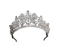 LVUNZJCA Corona de Tiara Tocado de Vestido de Novia de Corona de Diamantes de imitación Vintage para Fiesta de Cumpleaños
