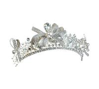 LVUNZJCA Corona de Tiara Vestido de Novia con Corona de Lazo de Perlas de Cristal de Diamante para Fiesta de Cumpleaños