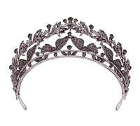 LVUNZJCA Corona de Tiara Vintage Nupcial Corona Princesa Pelo Corona Vestido Diadema para Fiesta de Cumpleaños(Schwarz)
