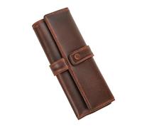 LVUNZJCA Estuche de Cuero para Lápices Estuche de Cuero for bolígrafos, Organizador de bolígrafos portátil de Oficina Plegable Hecho a Mano, Color café