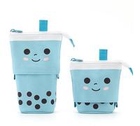 LVUNZJCA Estuche para lápices para estudiantes, creativo, bonito estuche retráctil redondo para bolígrafos para la escuela y la oficina, Blue, 13x6x17cm