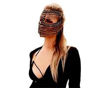 LVUNZJCA Máscara de boda con cadena para cara, con cuentas negras, para yoga, actuación de Halloween, fiesta de cosplay