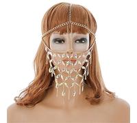 LVUNZJCA Máscara de mascarada para mujer, cadena de cabeza, disfraz de salón de baile para Halloween, fiesta de cosplay
