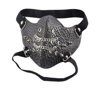 LVUNZJCA Mascarilla de Fiesta Diadema de cadena cuero brillante con remaches, máscara facial punk Fiesta Disfraces(Schwarz)