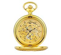 LVUNZJCA Reloj de bolsillo para hombre, delicado reloj de bolsillo con diseño de concha grabado, hueco, retro, mecánico, dorado, plateado, para cumpleaños, dorado, talla única