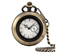 LVUNZJCA Reloj de bolsillo para hombre, delicado reloj de bolsillo vintage tallado en palacio clásico con flores huecas de cuarzo para hombres y mujeres para cumpleaños, dorado, talla única