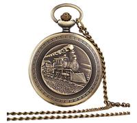 LVUNZJCA Reloj de bolsillo para hombre, reloj de bolsillo para hombre, con cadena, vintage, nostálgico, de bronce, tallado de cuarzo, reloj de bolsillo para cumpleaños, dorado, talla única
