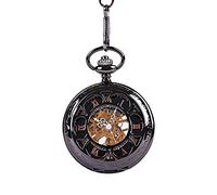 LVUNZJCA Reloj de Bolsillo Reloj de Bolsillo mecánico del Reloj de Bolsillo Reloj de Bolsillo clásico Retro Unisex mecánico de Bronce de los números Romanos