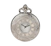 LVUNZJCA Reloj de Bolsillo Reloj de Bolsillo Romano Retro Reloj de Bolsillo Reloj de Bolsillo mecánico del Mens clásico Transparente Abierto de Cuarzo(Color:Silver)