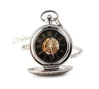 LVUNZJCA Reloj de Bolsillo Reloj Reloj de Bolsillo Sencilla Retro clásico de la Vendimia tirón Lupa mecánico Antiguo de los Hombres de
