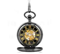 LVUNZJCA Reloj de Bolsillo Unisex clásico de Bolsillo Antiguo Reloj mecánico con la Solapa de la Cadena en la Cadena Reloj de Bolsillo mecánico