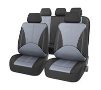 LVVBU 9 Piezas Funda Asiento Coche para Hyundai Santa Fe 2006-2010 Cuero 5 Asientos Juegos De Cubreasientos Delanteros Y Traseros Cubreasientos Protector,C-Black and Gray