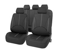 LVVBU 9 Piezas Funda Asiento Coche para Hyundai Santa Fe 2006-2010 Cuero 5 Asientos Juegos De Cubreasientos Delanteros Y Traseros Cubreasientos Protector,B-Black