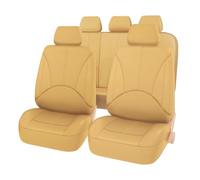 LVVBU 9 Piezas Funda Asiento Coche para Nissan Tiida 2005-2010 Cuero 5 Asientos Juegos De Cubreasientos Delanteros Y Traseros Cubreasientos Protector,A-Beige