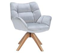 LVVEZin Silla decorativa de tela, moderna y acogedora silla de tocador con patas de madera, sillón de tela Boucle para sala de estar, dormitorio, oficina, habitación de invitados (gris claro)
