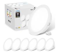 LVWIT ×6 LED Empotrable en Techo, Lámpara de Techo Circular Ultraplana de 18W, Foco Neutro Blanco Frío 6500K, Ideal Para Baños, Cocinas y Pasillos, 1980Lúmenes, Ø173mm, No Regulable.