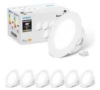 LVWIT ×6 LED Empotrable en Techo, Lámpara de Techo Circular Ultraplana de 4W, Foco Blanco Frío de 6500K, Ideal Para Baños, Cocinas y Pasillos, 440 Lúmenes, Ø98mm, No Regulable.