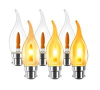 LVWIT Bombilla LED con Llama, Bombilla Retro con Llama Parpadeante B22, Luz Cálida de 1800K, Bombilla con Filamento Naranja de 35 Lúmenes, Ideal para Decoración Diaria, Navidad y Fiestas (6U, 2Modos)