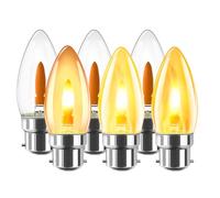 LVWIT Bombilla LED con Llama, Bombilla Retro con Llama Parpadeante B22, Luz Cálida de 1800K, Bombilla con Filamento Naranja de 35 Lúmenes, Ideal para Decoración Diaria, Navidad y Fiestas (6U, 2Modos)