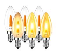 LVWIT Bombilla LED con Llama, Bombilla Retro con Llama Parpadeante E14, Luz Cálida de 1800K, Bombilla con Filamento Naranja de 35 Lúmenes, Ideal para Decoración Diaria, Navidad y Fiestas (6U, 2Modos)