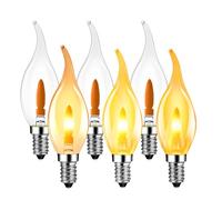 LVWIT Bombilla LED con Llama, Bombilla Retro con Llama Parpadeante E14, Luz Cálida de 1800K, Bombilla con Filamento Naranja de 35 Lúmenes, Ideal para Decoración Diaria, Navidad y Fiestas (6U, 2Modos)