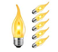 LVWIT Bombilla LED con Llama, Bombilla Retro con Llama Parpadeante E27, Luz Cálida de 1800K, Bombilla con Filamento Naranja de 35 Lúmenes, Ideal para Decoración Diaria, Navidad y Fiestas (6U, 2Modos)