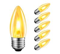 LVWIT Bombilla LED con Llama, Bombilla Retro con Llama Parpadeante E27, Luz Cálida de 1800K, Bombilla con Filamento Naranja de 35 Lúmenes, Ideal para Decoración Diaria, Navidad y Fiestas (6U, 2Modos)