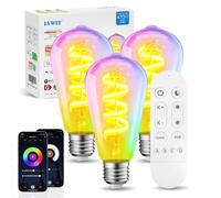 LVWIT Bombillas Inteligente E27, Bombillas LED E27 ST64 de Filamento Regulable, 6.3W(40W) 470 LM, Funciona con Alexa, Google Home Assistant y App Smart Life/Tuya, 3 Pcs.