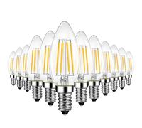 LVWIT Bombillas Vela de Filamento LED E14 (Casquillo Fino) - 7W Equivalente a 75W, 1055 Lúmenes, Color Blanco Cálido 2700K. Bombilla Retro Vintage, No Regulable - Pack de 12 Unidades