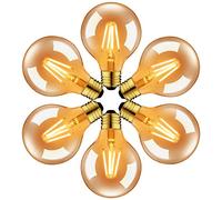 LVWIT Bombillas Vintage E27 LED 6.5W, Blanco Cálido 2500K, 650LM, Bombilla Decorativa Grande, Ideal para Salón, Cocina, Pasillo, Hogar y Fiesta-Pack de 6 Unidades.