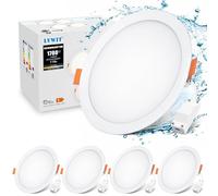 LVWIT Downlight LED Techo Superficie, Paneles Redondo Empotrable Lámparas de, Foco LED Empotrable-3000K/4000K/6500K para Techo(16W-Regulable) - Pack de 4 Unidades.[Clase de eficiencia energética F]
