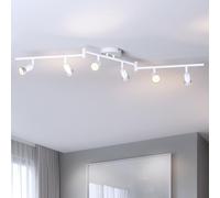 LVWIT Foco de techo blanco giratorio, 6 vías, luces de techo para sala de estar, luces de cocina GU10, luces de techo GU10, soporte de montaje de lámpara de techo para salón, dormitorio, comedor (sin