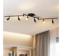 LVWIT Foco de techo giratorio, luces de techo de 6 vías, GU10, color negro, para cocina, base GU10, soporte de montaje de lámpara de techo para salón, dormitorio, comedor (sin bombilla)