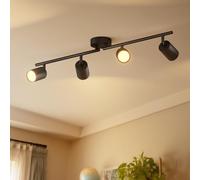 LVWIT Focos LED de Techo Orientables Negro, Foco LED Interior con 4 Luces de Aluminio GU10, Rectángulos Base, Focos de Techo Modernos Industriales para Bar, Salón, Cocina (Sin Bombilla)