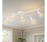 LVWIT Lámpara de Techo Blanco Orientable,Lampara Habitacion Techo con 5 Focos E14,Moderno Plafones de Techo Ajustables y Giratorios,Plafón Foco de techo LED Para Pasillos,Salón,Cocina (Sin Bombilla)