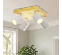 LVWIT Lámpara de Techo Blanco Orientable, Luz de Techo 4 Focos GU10, Moderno Plafones de Techo Ajustables y Giratorios, Plafón Foco de techo LED Para Pasillos Comedores Dormitorios (Sin Bombilla)