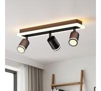 LVWIT Lampara de Techo de 3 Focos Giratorios, Lampara Techo Dormitorio Larga, Lamparas de Techo GU10, Focos Led Interior Negro, Lámparas de Techo para Salon, Cocina, Baño (Sin Bombilla)