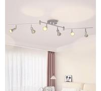 LVWIT Lámpara de Techo LED Giratoria, 6 Vías, Modernas Lámparas de Techo de Cocina, Accesorios de Luz, Luz de Techo GU10, Lámpara de Techo para Salón, Dormitorio, Comedor (Cromo Blanco,Sin Bombillas)