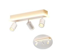 LVWIT Lámpara de Techo LED Giratorios con 3 Focos LED GU10 -Rectangular de Metal Blanco, Focos de Techo para Lámpara de Techo para Dormitorios, Salones y Cocinas(Sin Bombillas).